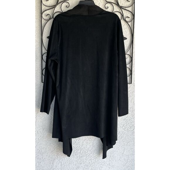 Soft Surroundings Faux Suede Open Draped Cardigan - 1X- Black - Picture 4 of 7